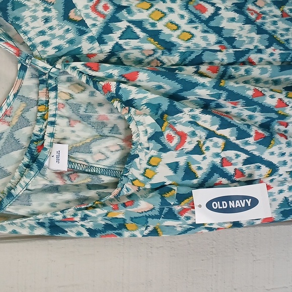Old Navy NWT Maxi Shift Cami Strap Patterned Unique Printed Long Dress Large - Picture 7 of 10